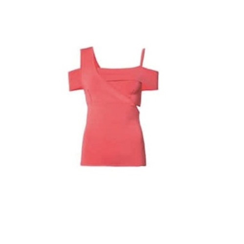 Jason Wu Compact Knit Asymmetrical Off-The-Shoulder Top in Pink Size Small